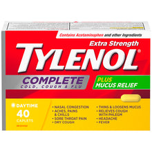 Load image into Gallery viewer, Tylenol Extra Strength Complete Cold, Cough, & Flu Plus Mucus Relief - 40 caplets