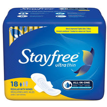 Load image into Gallery viewer, Stayfree Ultra Thin, Regular Pads with Wings - 18 pads