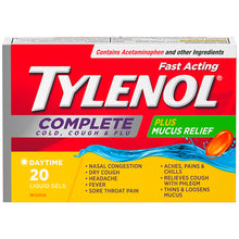 Load image into Gallery viewer, Tylenol Extra Strength Complete Cold, Cough, & Flu Plus Mucus Relief - 20 liquid gels