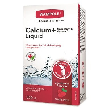 Wampole Calcium + Magnesium & Vitamin D Liquid, Cranberry Flavour - 350 ml