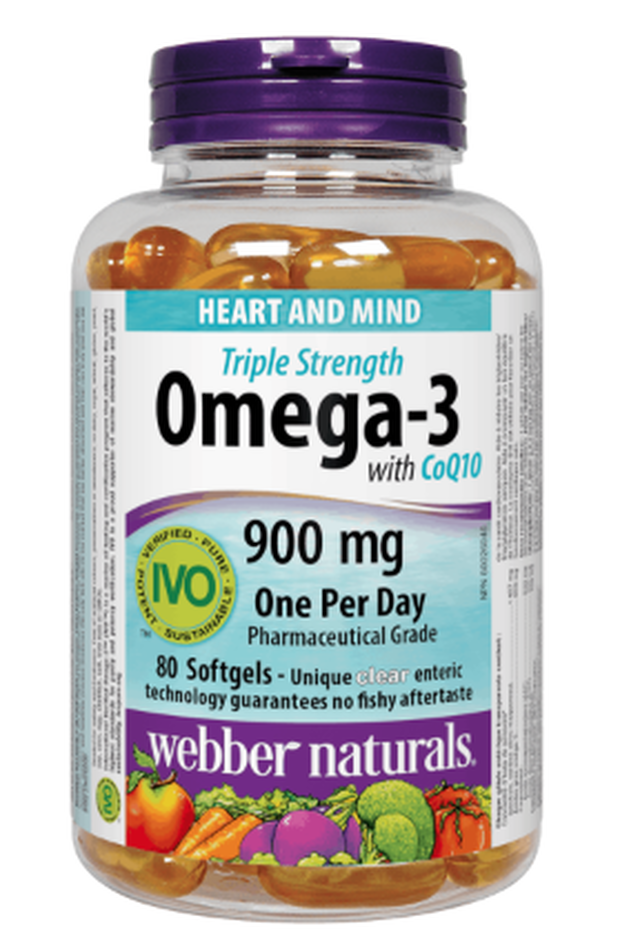 Webber Naturals Triple Strength Omega-3 with CoQ10 900 mg EPA/DHA - 80 softgels