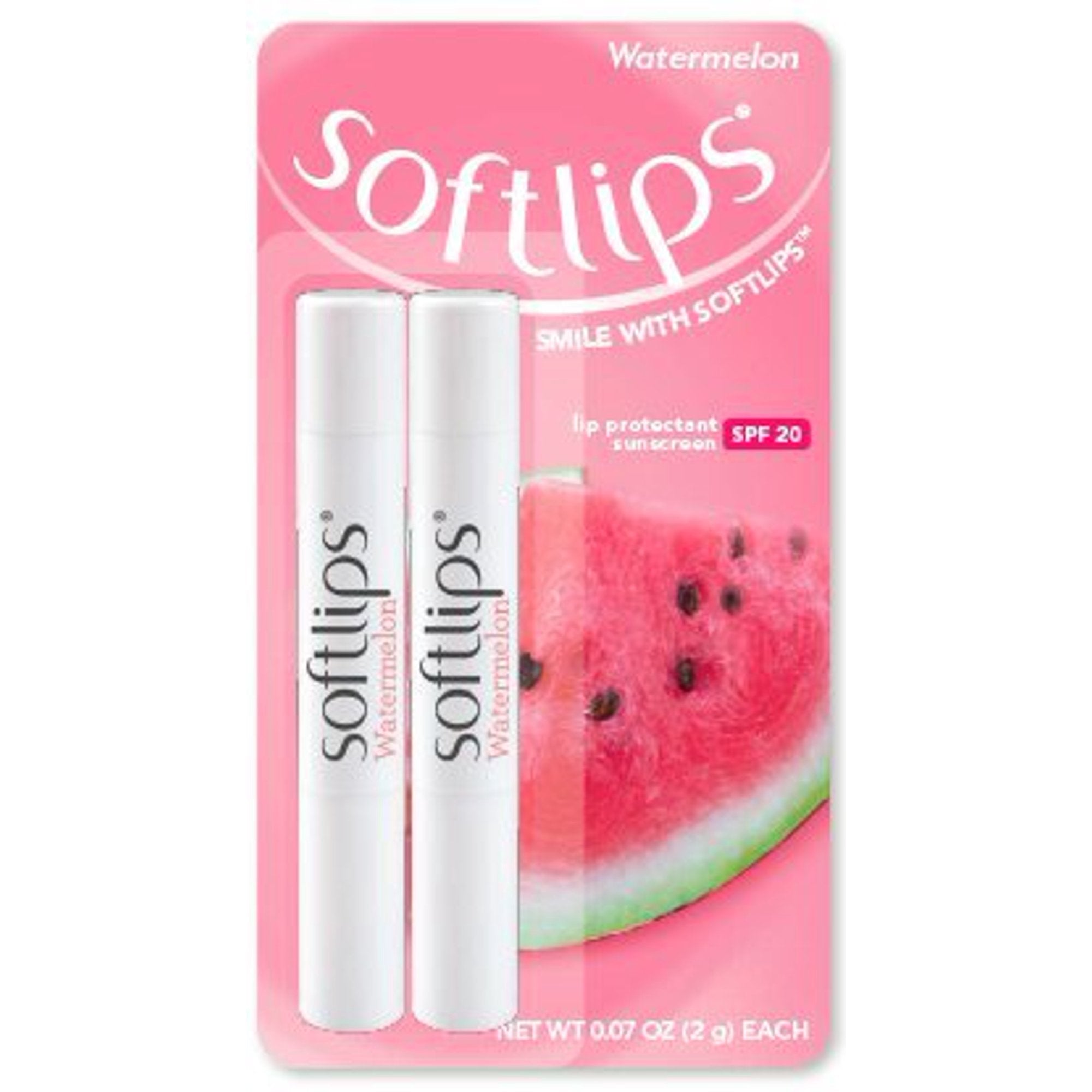 Softlips Slim, Hydrating Lip Balm, Twin Pack, Watermelon - 2g each