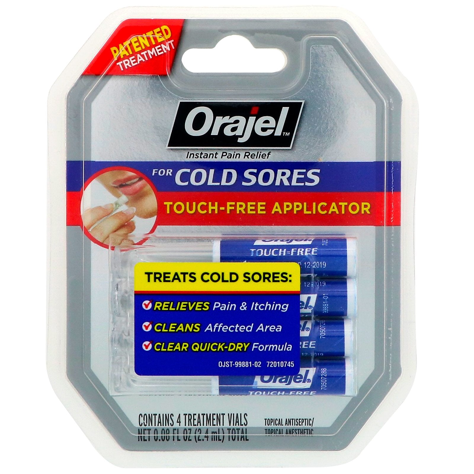 Orajel for Cold Sores with Touch-Free Applicator - 4 treatment vials