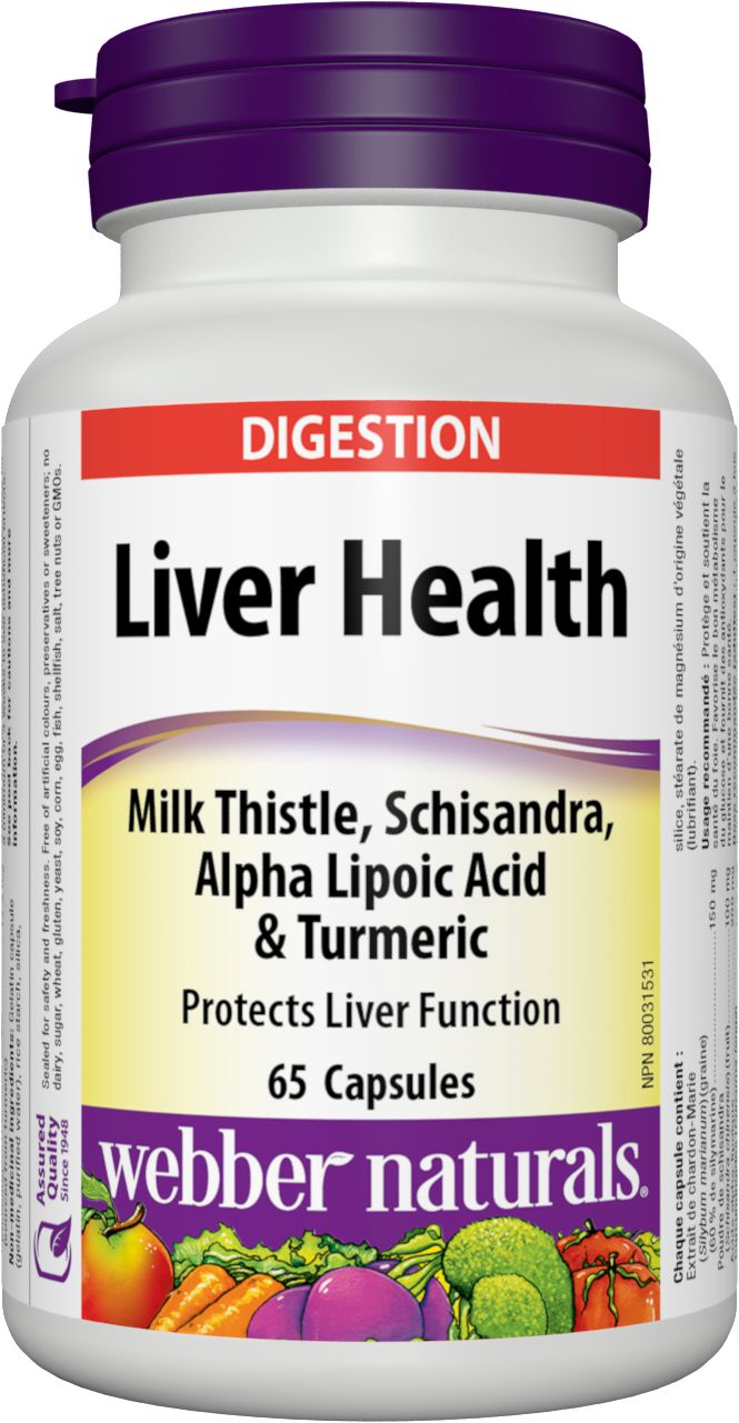 Webber Naturals Liver Health with Milk Thistle, Schisandra, Alpha Lipoic Acid & Turmeric - 65 capsules