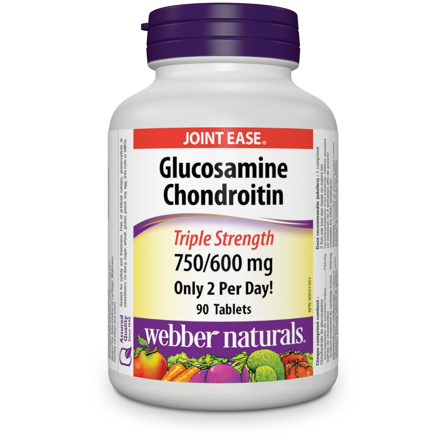 Webber Naturals Glucosamine Chondroitin Triple Strength 750/600 mg - 90 tablets