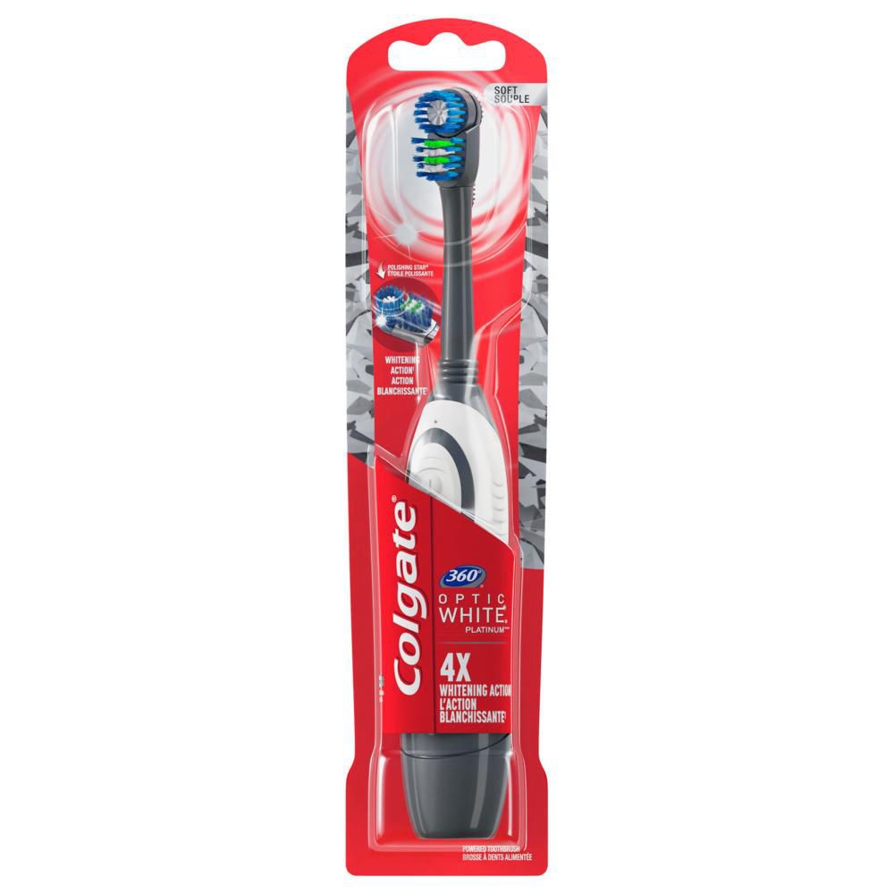 Colgate 360 Optic White Battery-Powered Toothbrush, Soft