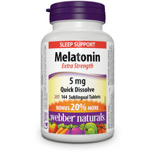 Load image into Gallery viewer, Webber Naturals Melatonin Extra Strength 5 mg Quick Dissolve - 144 sublingual tablets
