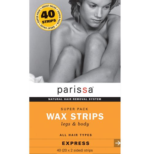 Parissa Natural Hair Removal System, Wax Strips Super Pack Wax Strips for Legs & Body, All Hair Types - 40 (20 x 2 sided) strips