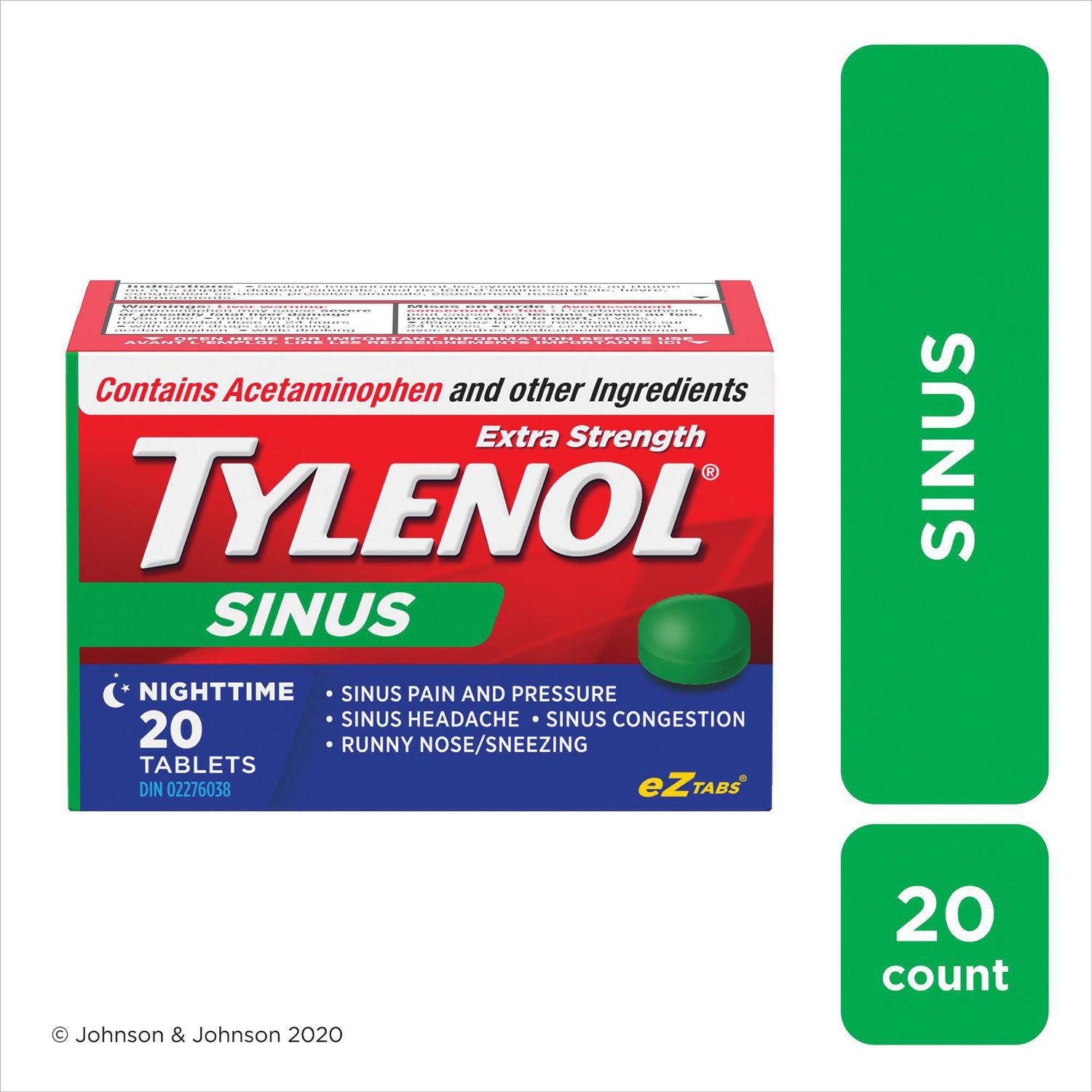 Tylenol Extra Stength Sinus eZ Tabs, Nighttime - 20 eZTabs