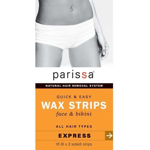 Parissa Natural Hair Removal System, Quick & Easy Wax Strips for Face & Bikini, All Hair Types - 16 (8 x 2 sided) strips