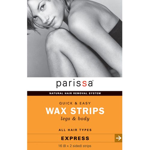 Parissa Natural Hair Removal System, Quick & Easy Wax Strips for Legs & Body, All Hair Types - 16 (8 x 2 sided) strips