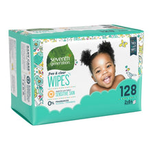 Load image into Gallery viewer, Seventh Generation Free &amp; Clear Wipes - 128 wipes, 2 packs
