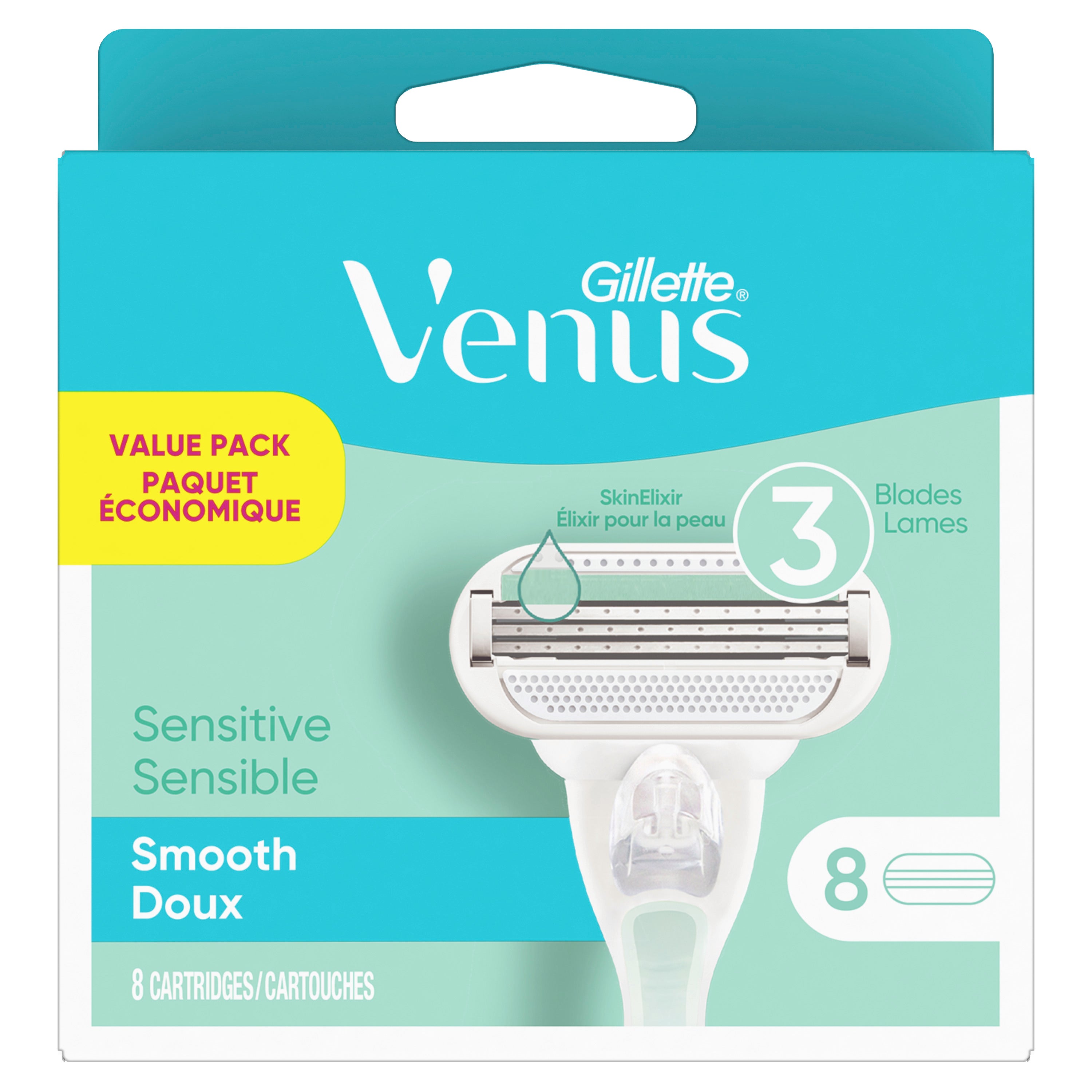 Gillette Venus Smooth Sensitive, Womens Razor Blades - 8 cartridges