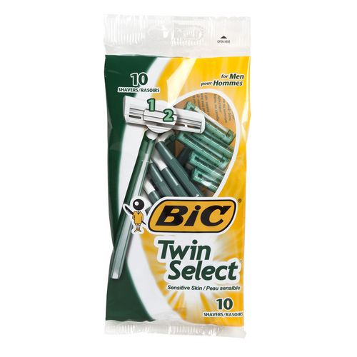 BIC Twin Select Sensitive Skin Men's Dispoable Razor, 2-Blade - 10 razors