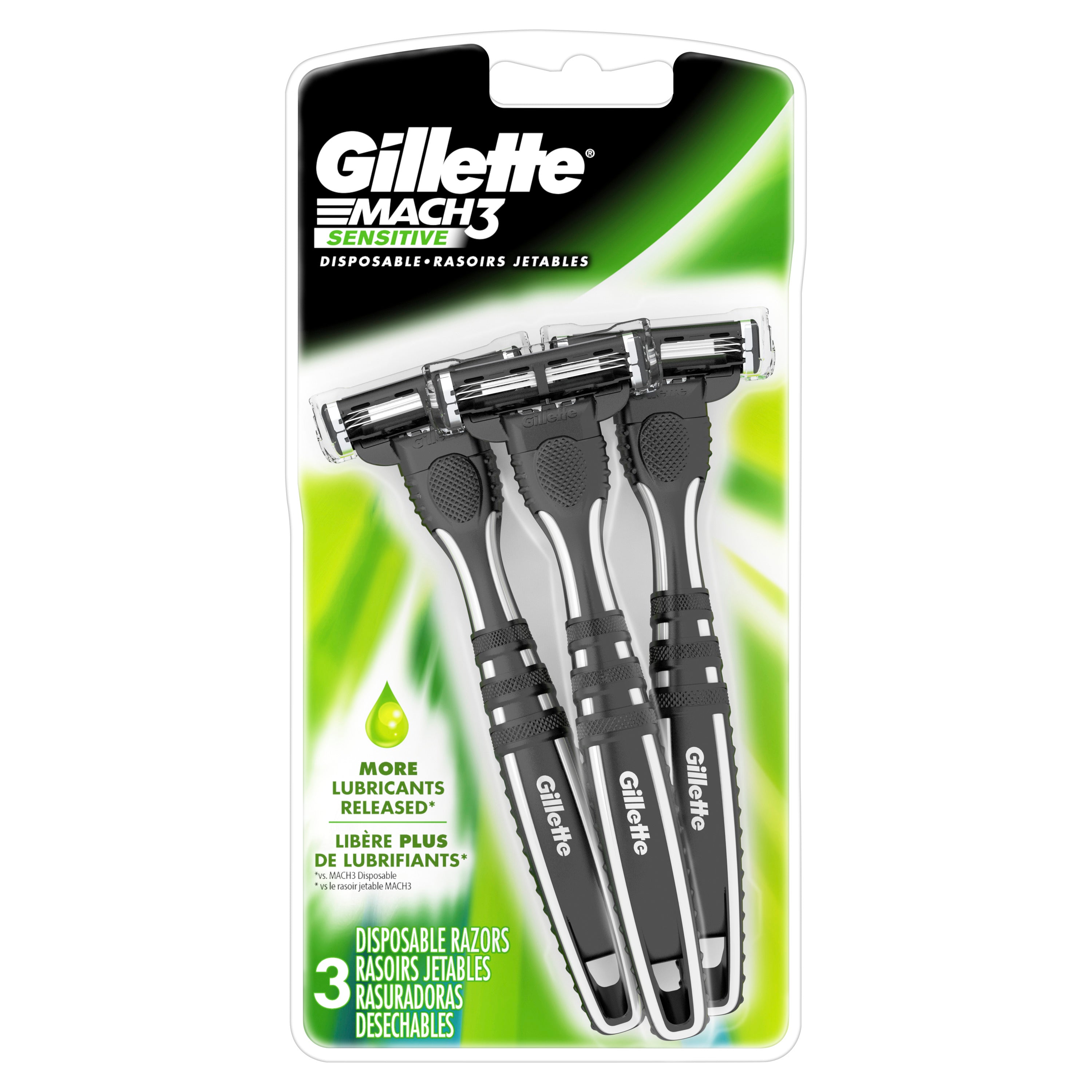 Gillette Mach3 Sensitive, Men’s Disposable Razors - 3 razors