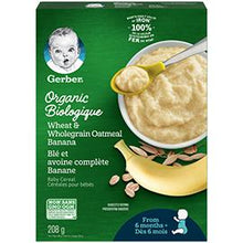 Load image into Gallery viewer, Gerber Organic Baby Cereal, Wheat &amp; Wholegrain Oat Banana
