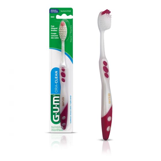 GUM Ora-Clean Cup Shaped Bristles, Medium Toothbrush 