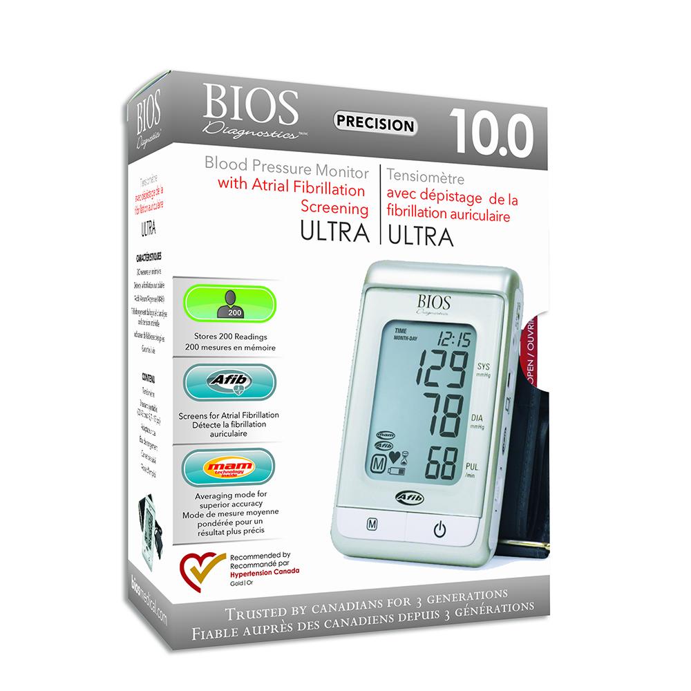 BIOS Diagnostics Blood Pressure Monitor with Atrial Fibrillation Screening, Ultra
