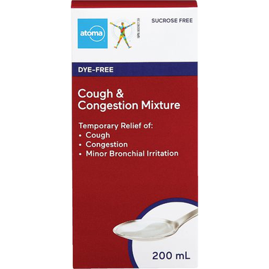 Atoma Dye-Free Cough & Congestion Mixture - 200 ml