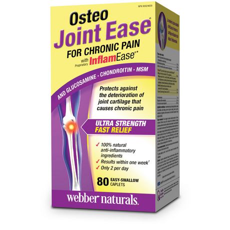 Webber Naturals Osteo Joint Ease with InflamEase and Glucosamine Chondroitin MSM - 80 easy-swallow caplets