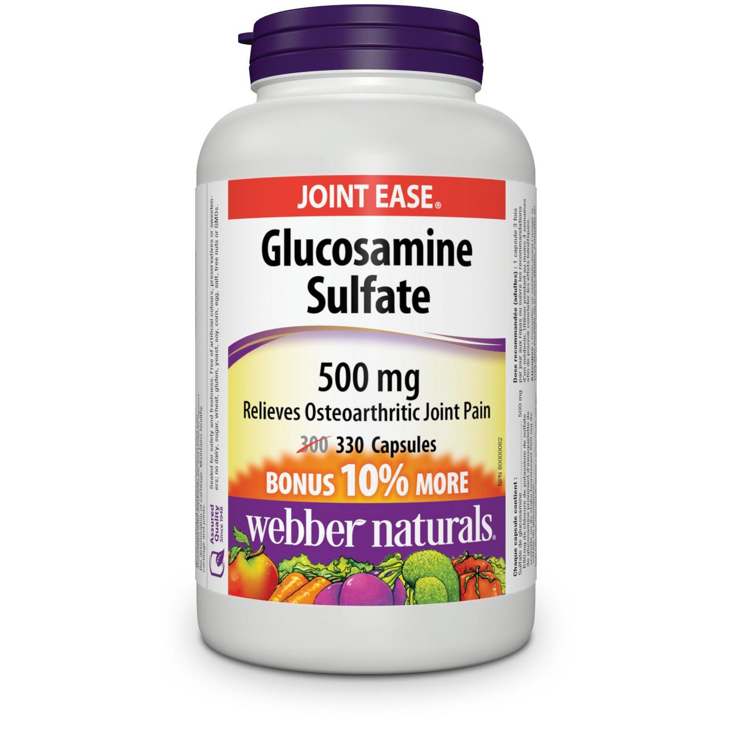 Webber Naturals Glucosamine Sulfate 500 mg - 330 capsules