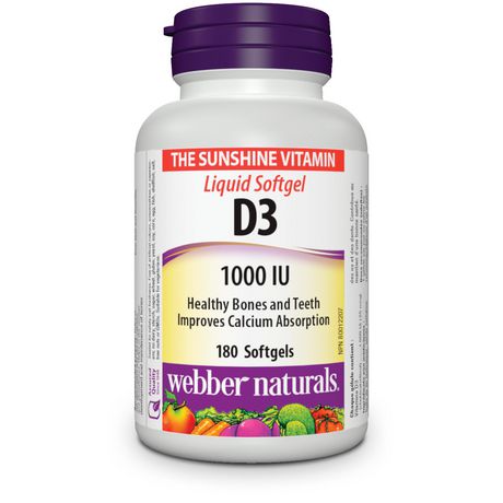 Webber Naturals Vitamin D3 1000 IU - 180 softgels