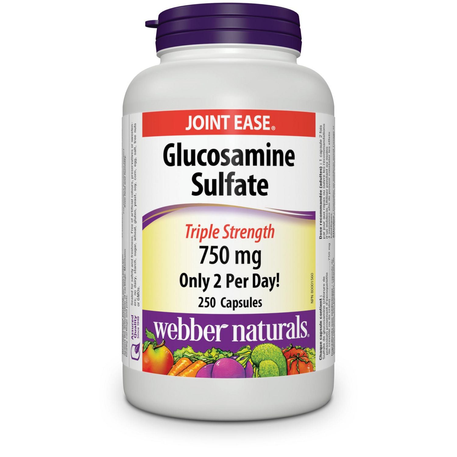 Webber Naturals Glucosamine Sulfate Triple Strength 750 mg - 250 capsules