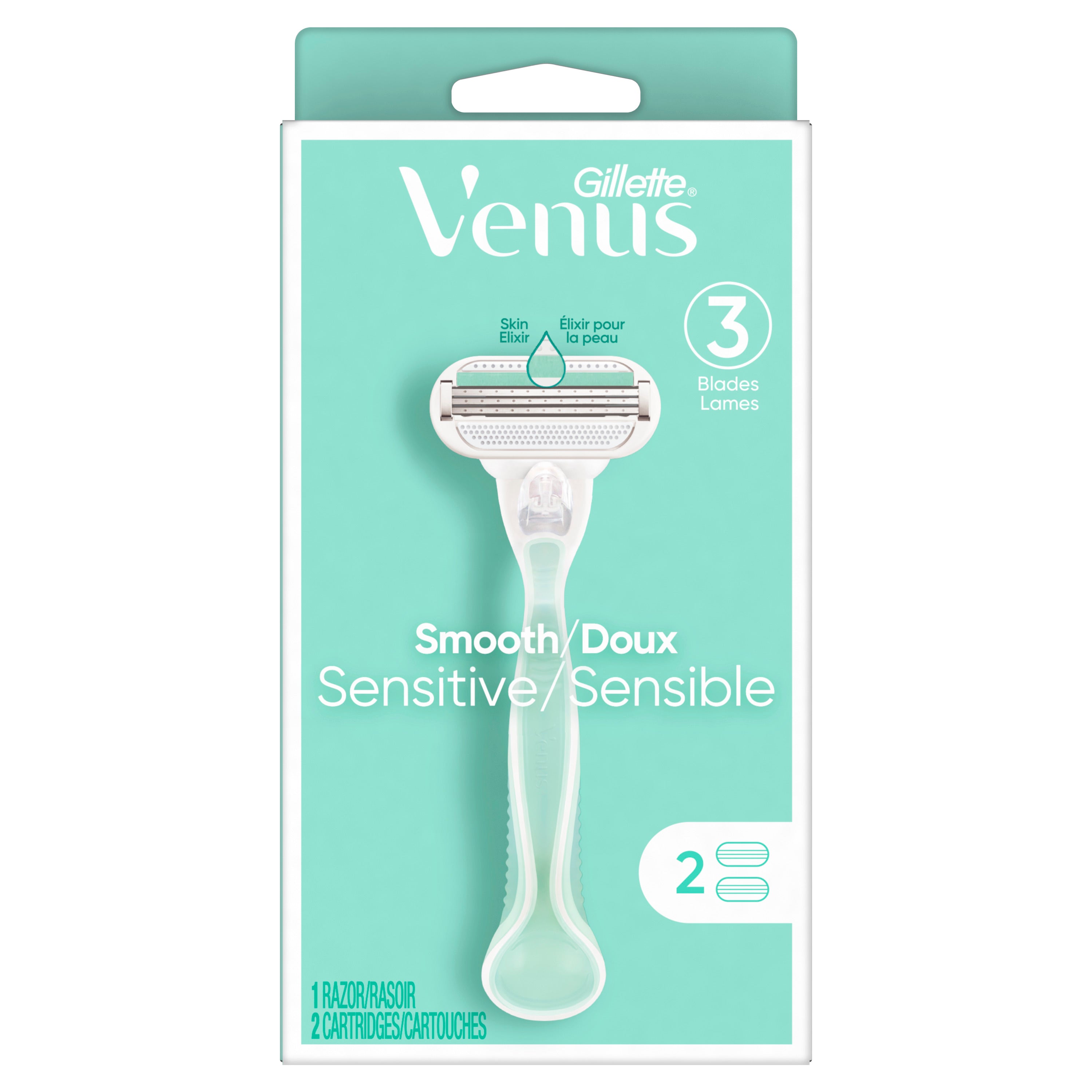 Gillette Venus Smooth Sensitive, Womens Razor - 1 handle, 2 cartridges