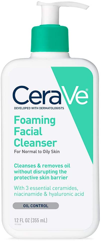 Cerave Foaming Facial Cleanser For Normal To Oily Skin, With 3 essential Ceramides, Niacinamide And Hyaluronic Acid, Oil Control - 355 mL 
