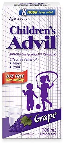 Advil Children's Ibuprofen Suspension Dye-Free, Grape Flavour - 100ml