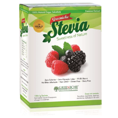 Greeniche Natural Health Stevia, Sachets - 100 sachets x 1 g
