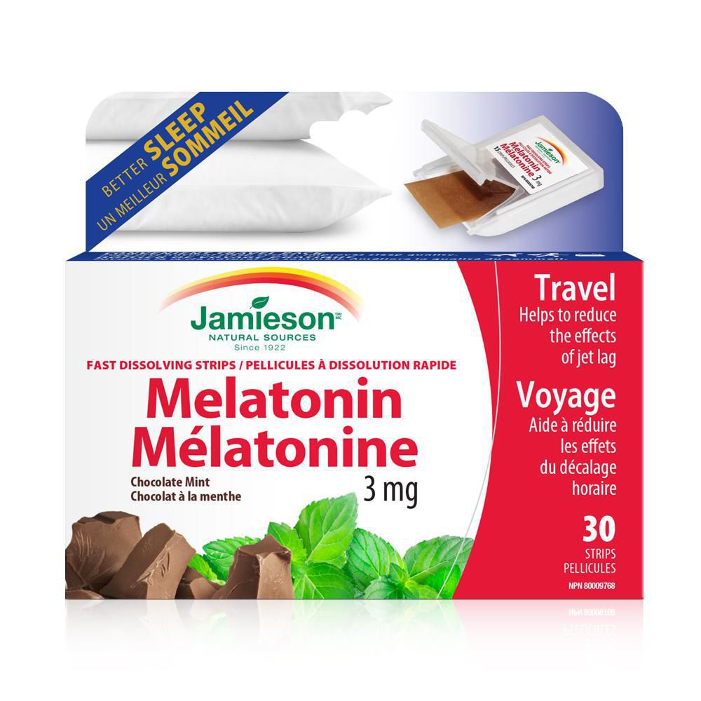 Jamieson Fast Dissolving Melatonin, 3 mg, Chocolate Mint - 30 strips