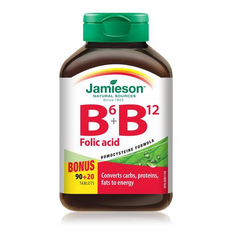 Jamieson Vitamin B6 + B12 and Folic Acid, Homocysteine Formula - 110 tablets