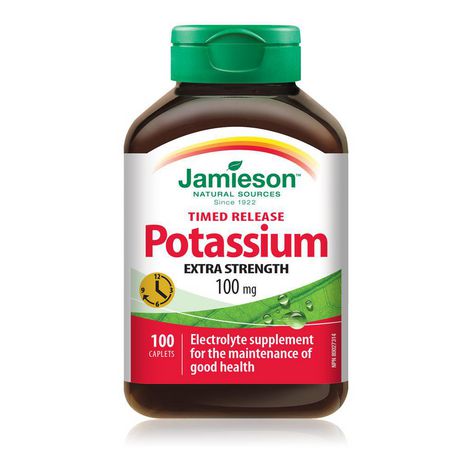 Jamieson Timed Release Extra Strength Potassium Caplets, 100 mg - 100 caplets
