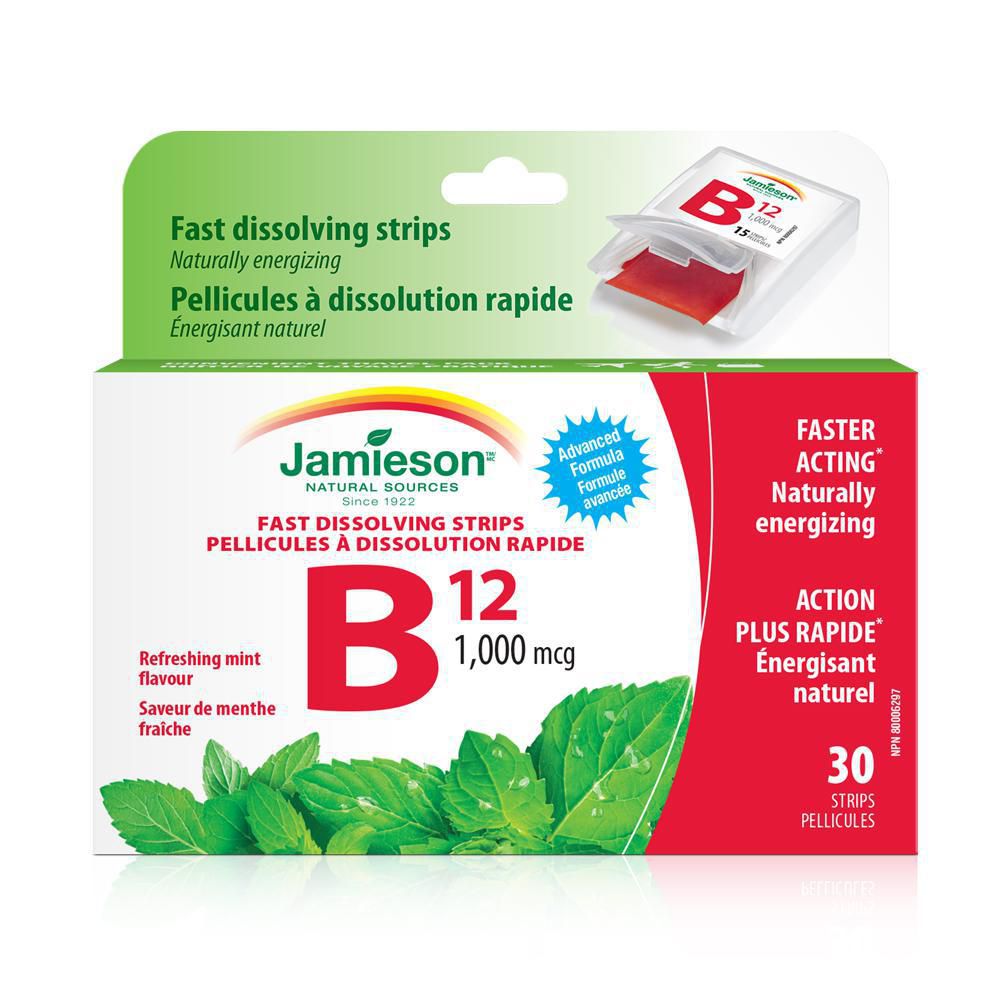 Jamieson Fast Dissolving Strips Vitamin B12 1000 mcg - 30 strips