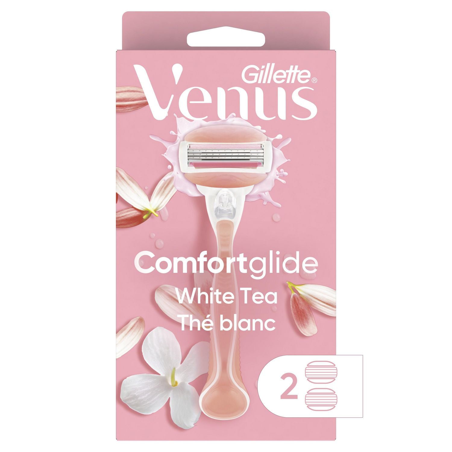 Gillette Venus ComfortGlide Women's Razor, White Tea - 1 razor, 2 cartridges