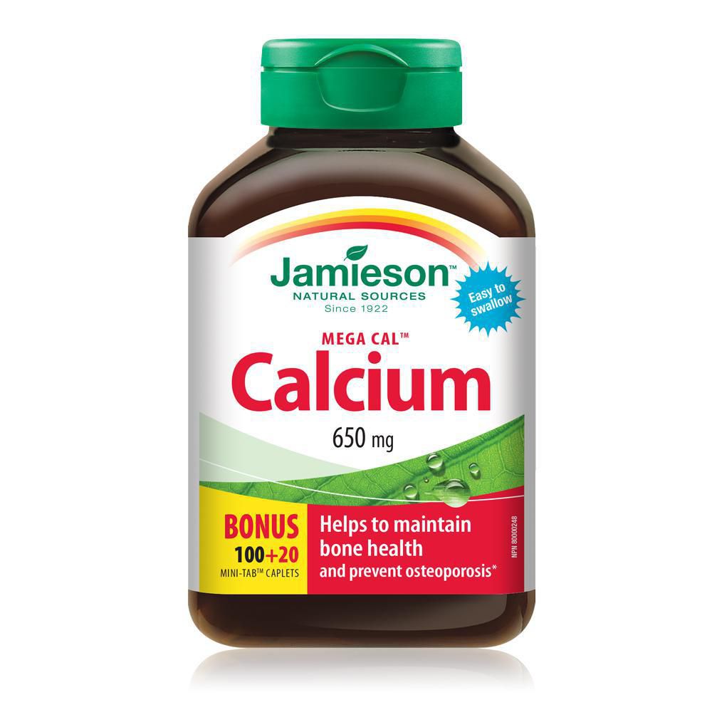 Jamieson Mega Cal Calcium 650 mg - 120 mini-tab caplets