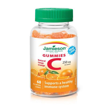 Jamieson Vitamin C Gummies, 250 mg, Natural Tangy Orange - 60 all-natural gummies