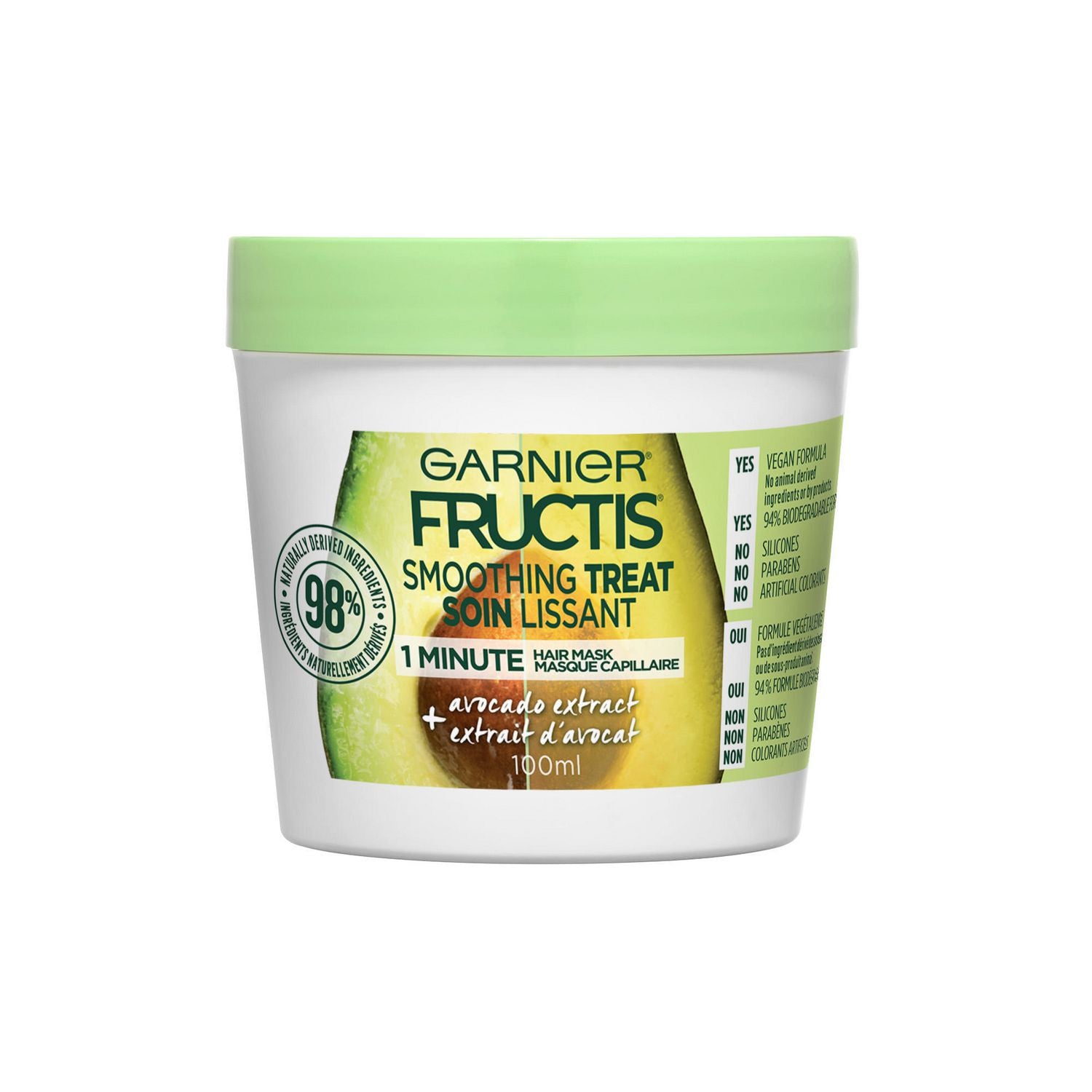 Garnier Fructis Smoothing Treat Hair Mask with Avocado Extract - 100 ml