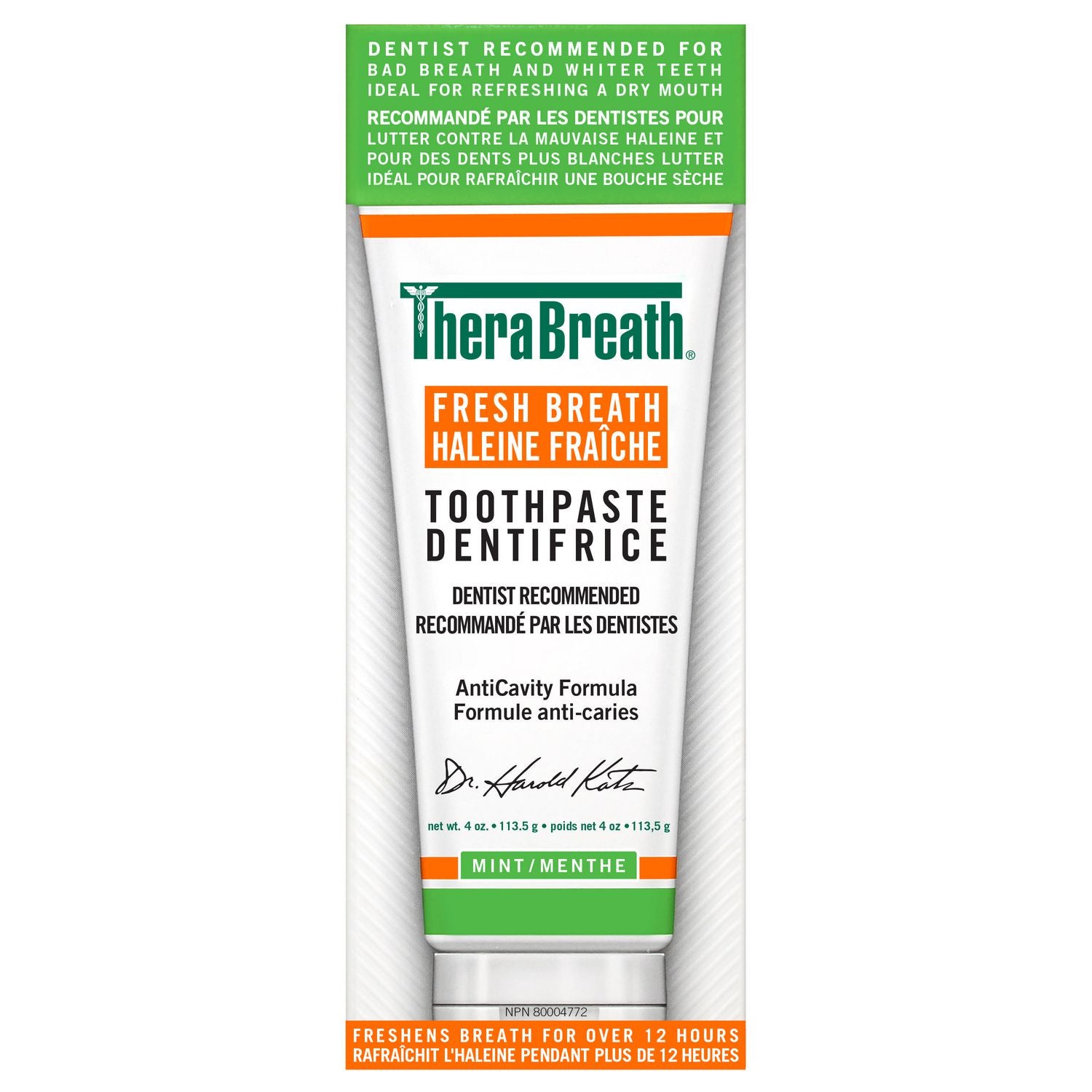 TheraBreath Fresh Breath Toothpaste, Mint - 113.5 g