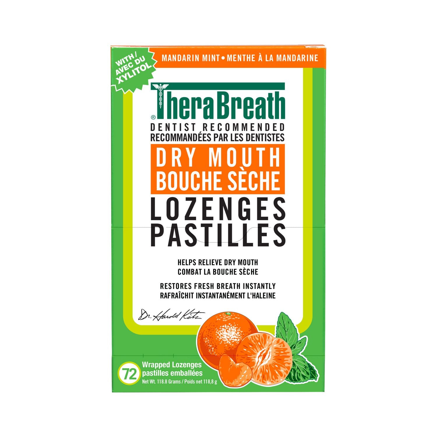 TheraBreath Mouth Wetting Lozenges, Mandarin Mint - 72 lozenges