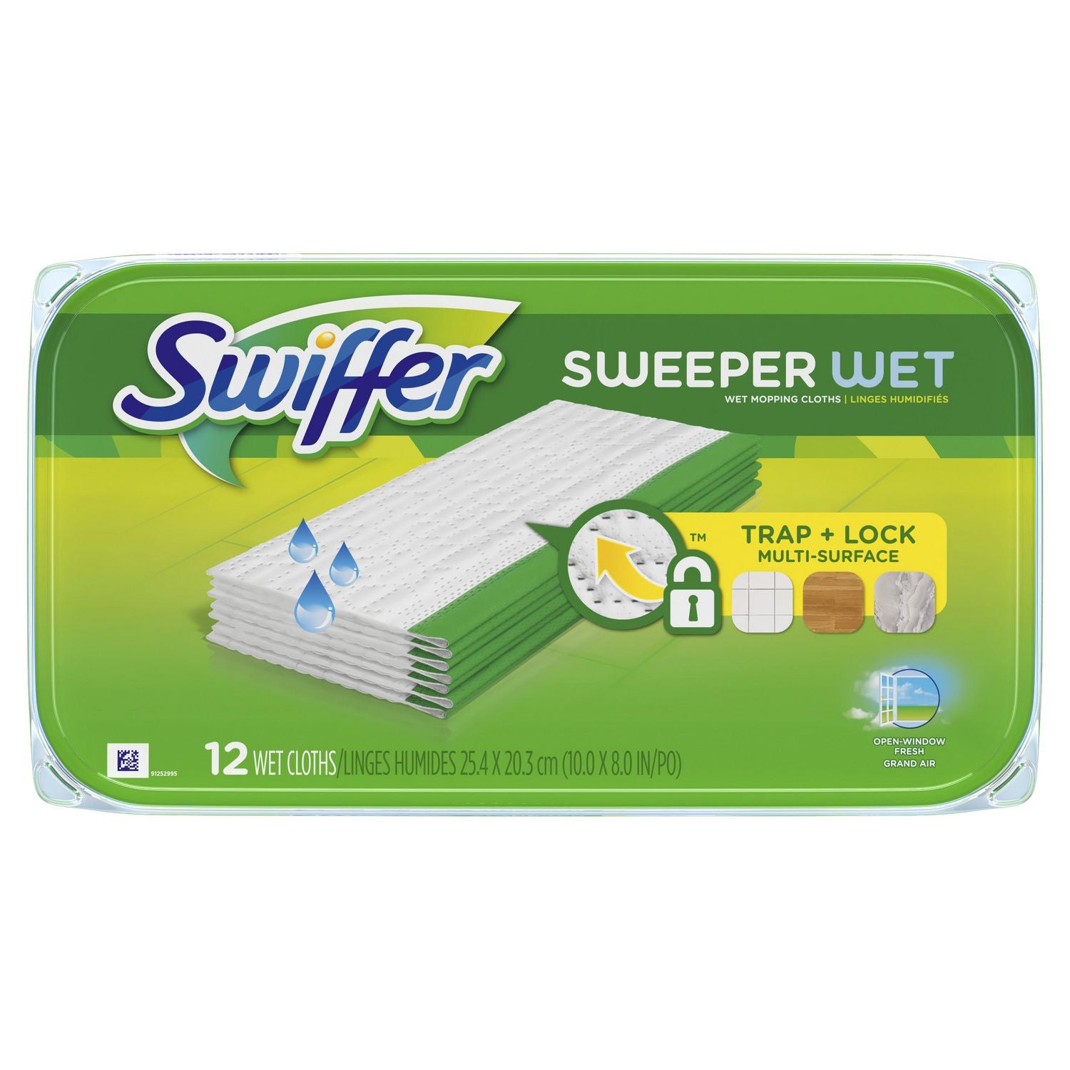 Swiffer Sweeper Wet Mopping Cloths, Open Window Fresh Scent - 12 wet cloths