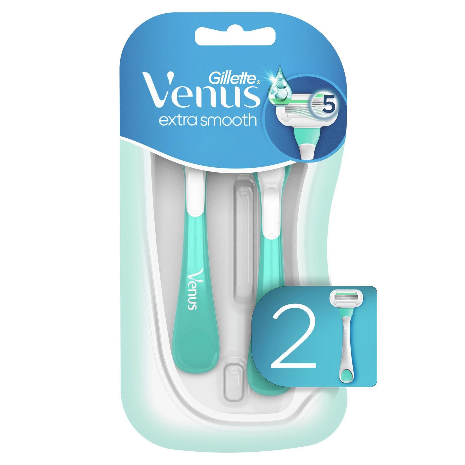 Gillette Venus Extra Smooth Sensitive, Women's Disposable 5 Blade Razors - 2 razors