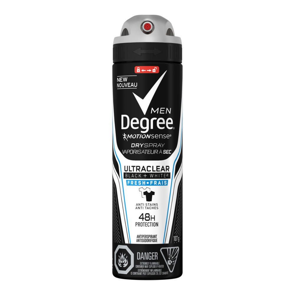 Degree Men Motion Sense Dry Spray Ultraclear Black + White, Fresh - 107 g