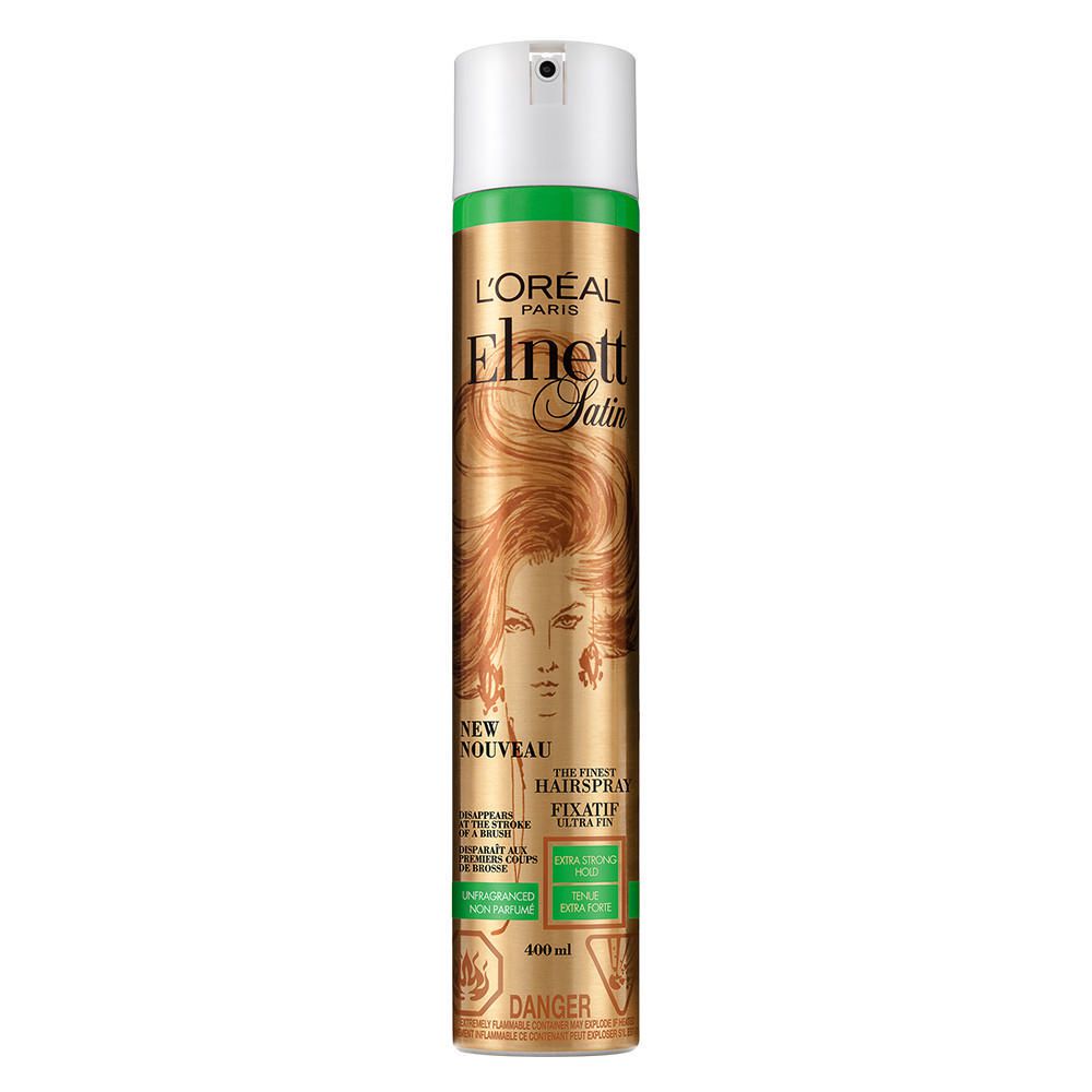 L'Oreal Paris Elnett Satin Unfragranced Hairspray, Extra Strong Hold - 400 ml