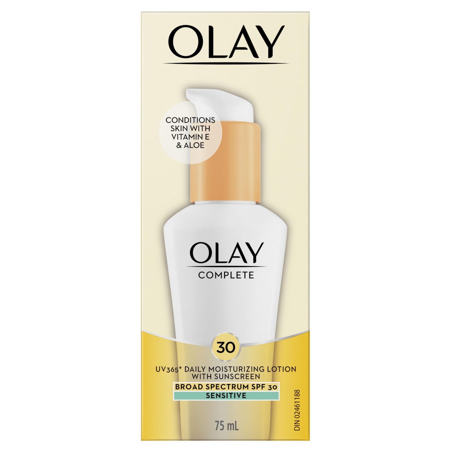 Olay Complete With Vitamin E And Aloe, UV 365 Daily Moisturizing Cream With Sunscreen SPF 30, Sensitive Skin - 75 mL
