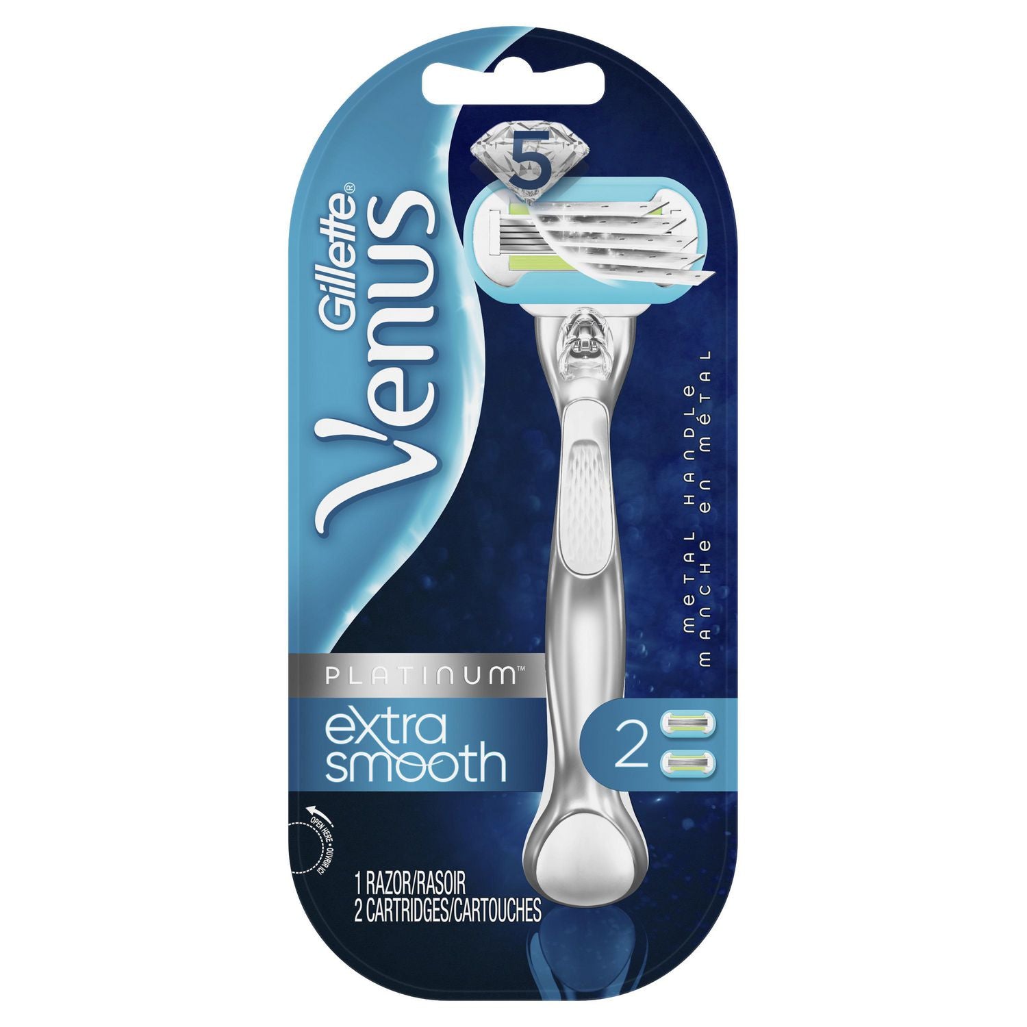 Gillette Venus Platinum Extra Smooth Women's Razor - 1 razor, 2 cartridges