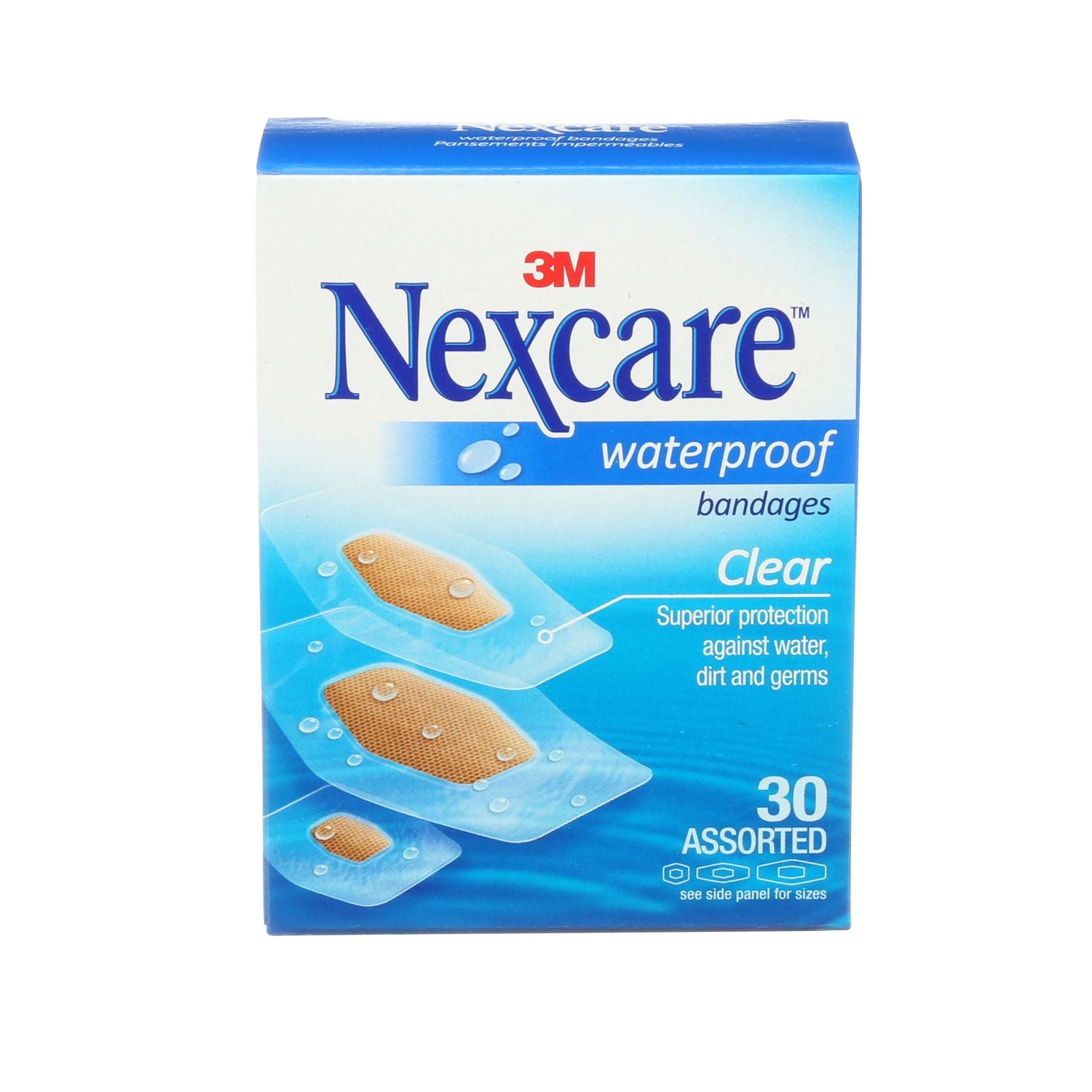 3M Nexcare Waterproof Bandages, Clear - 30 assorted