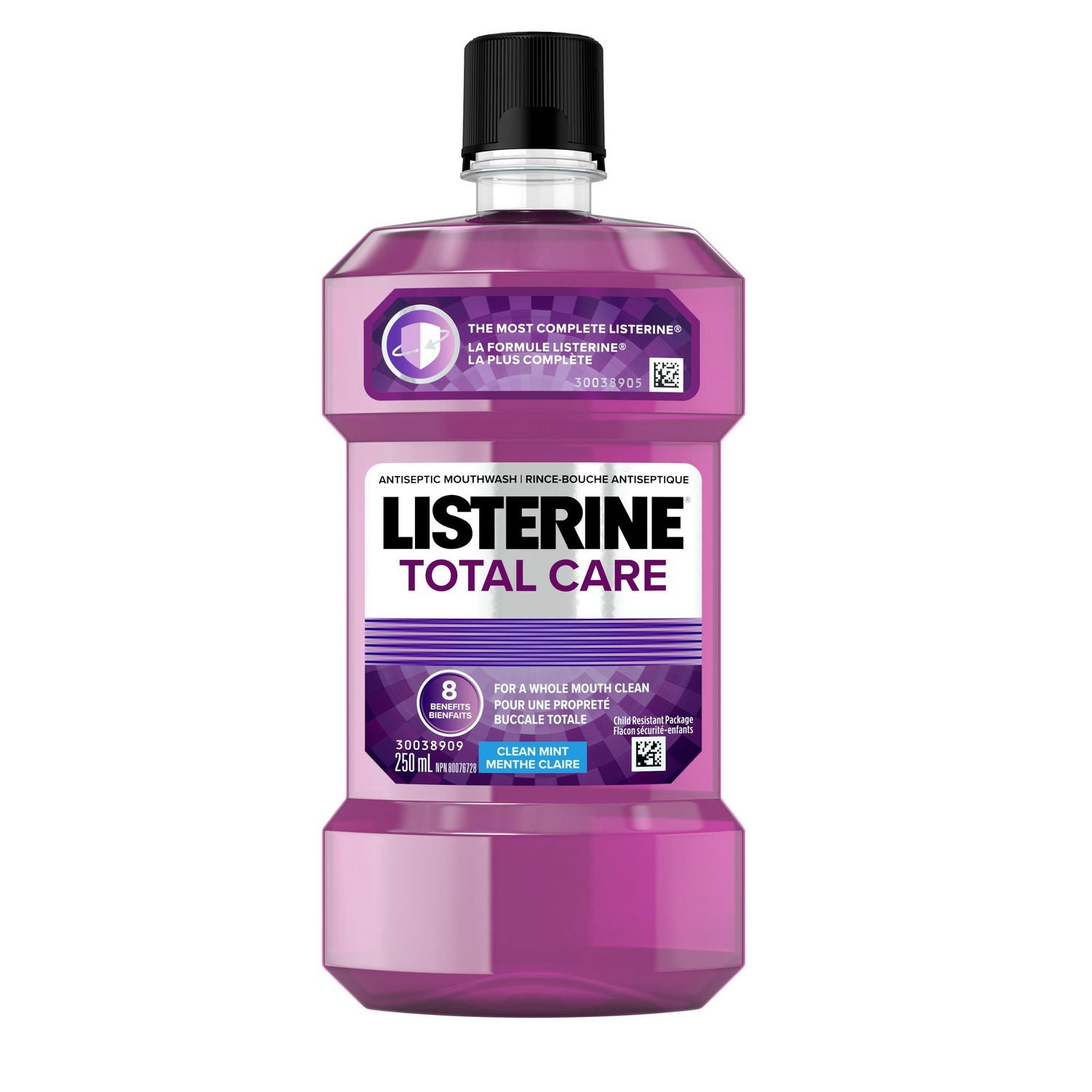 Listerine Total Care Antiseptic Mouthwash, 8 Benefits, Clean Mint - 250mL