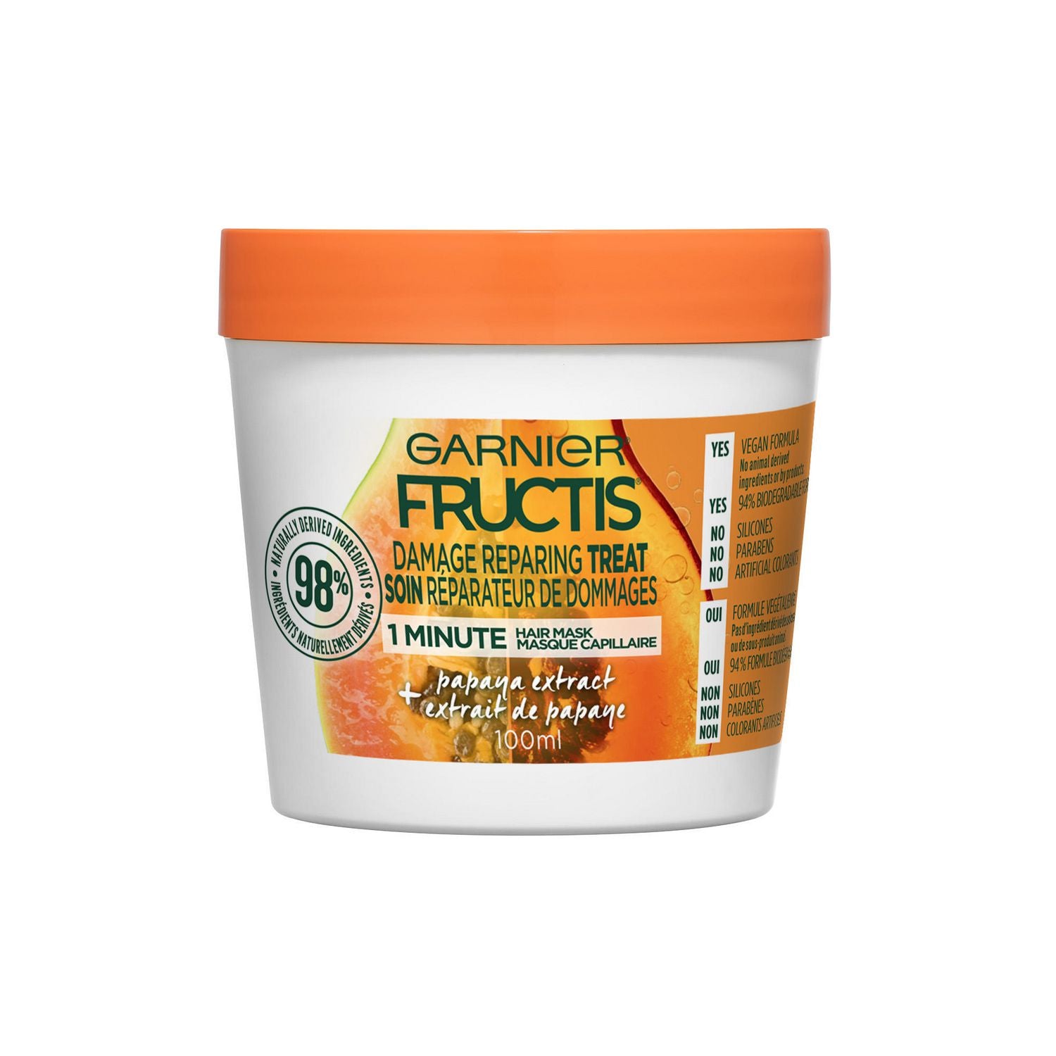 Garnier Fructis Damage Repairing Treat Hair Mask with Papaya Extract - 100 mL